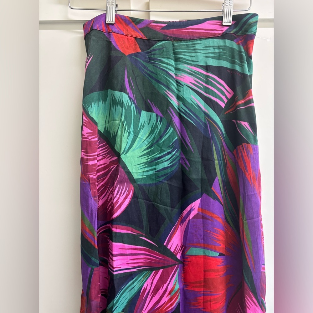Farm Rio Midnight Leaves Midi Skirt NWT Size Small Tropical Print vacation - Picture 3 of 6
